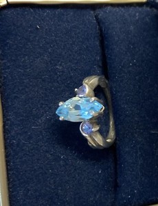 Sterling Silver Blue Topaz Tanzanite Ring  Size 7.5 - 8