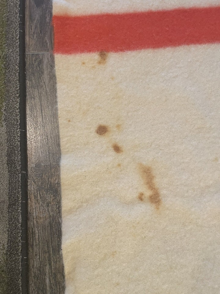 Vintage Orrlaskan 100 Wool Red Blue Yellow Striped Blanket Approx. 65