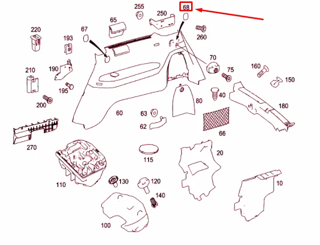 MB R W251 Gepäckfachabdeckung hinten rechts A25169206229051 NEU  