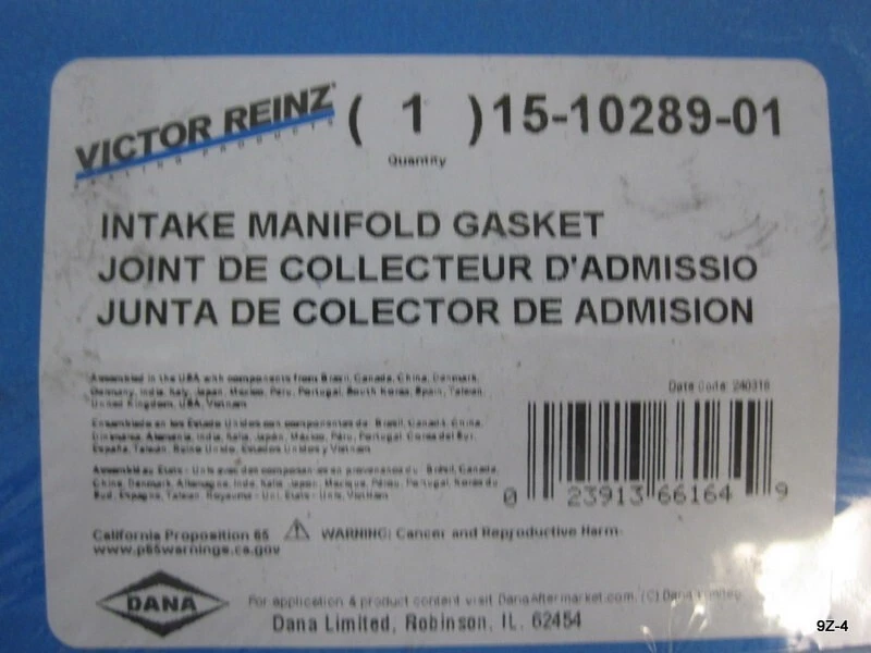 Juego de juntas de plenum de inyección de combustible Victor Reinz 151028901 MS16300 Foto 2 de 4