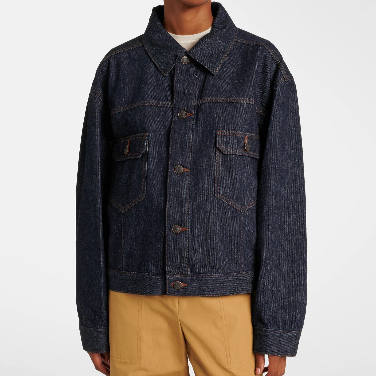 FILA THE ROW Giacca donna primavera nuova classica bavero cotone lavato blu retrò sciolta