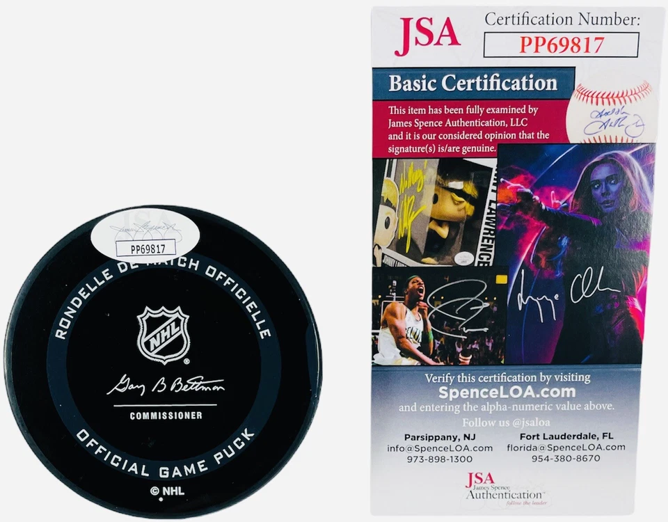 TRAVIS ZAJAC FIRMADO NEW YORK ISLANDERS GAME PUCK AUTOGRAFIADO + CERTIFICADO DE AUTENTICIDAD JSA Foto 2 de 2