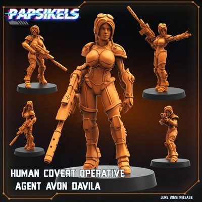 Human Covert Operative Avon Davila Set 6 Sci-Fi Miniatures Papsikels
