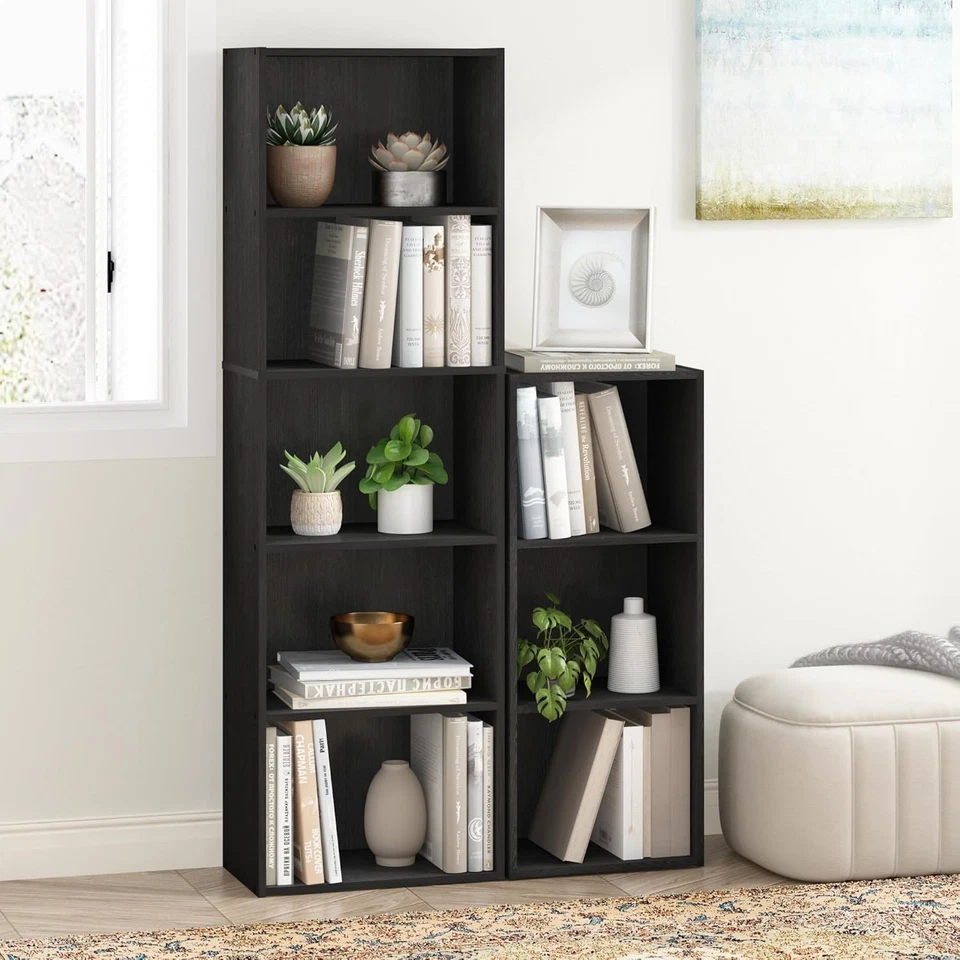 LUDER Book Shelf, 5-Tier Bookshelf, Bookcase, 9.4" x 15.8" x 52", for Living ... - Image 3 of 4