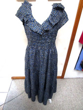 GAP-BLACK/MULTI-FLORAL-SLEEVELESS-RUFFLE V-NECK-SMOCKED DRESS-SIZE-XL TALL-NEW