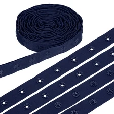 3 Yard Snap Button Tape, Polyester Plastic Snap Button Trim, Dark Blue