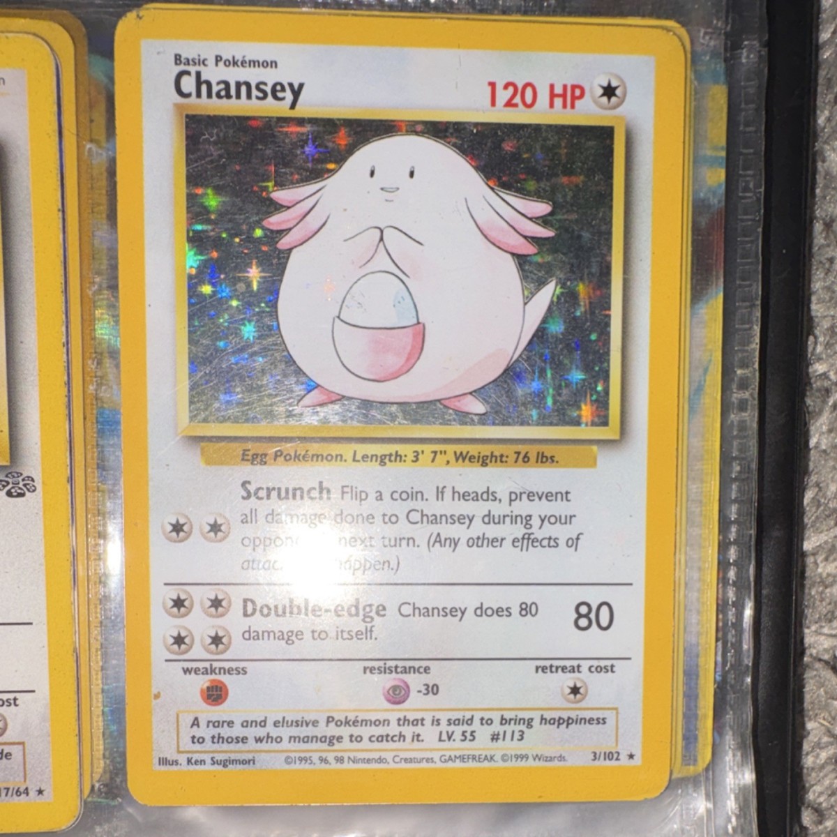 Pokémon Chansey 3/102 Base Set Holo Rare 120 HP English Wizards 