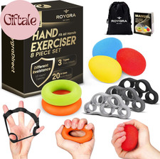 Grip Strength Trainer 8 Pack , Forearm Strengthener, Stress Balls for Adults, H