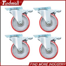 Findmall 4 Pack Galvanized 4 Inch Swivel Caster Wheels Heavy Duty With Brake