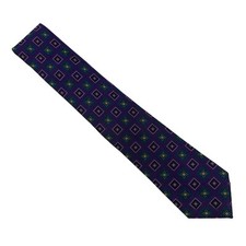 Hickey Freeman Necktie Tie Mens Purple Geometric Pattern 100% Silk Mens One Size