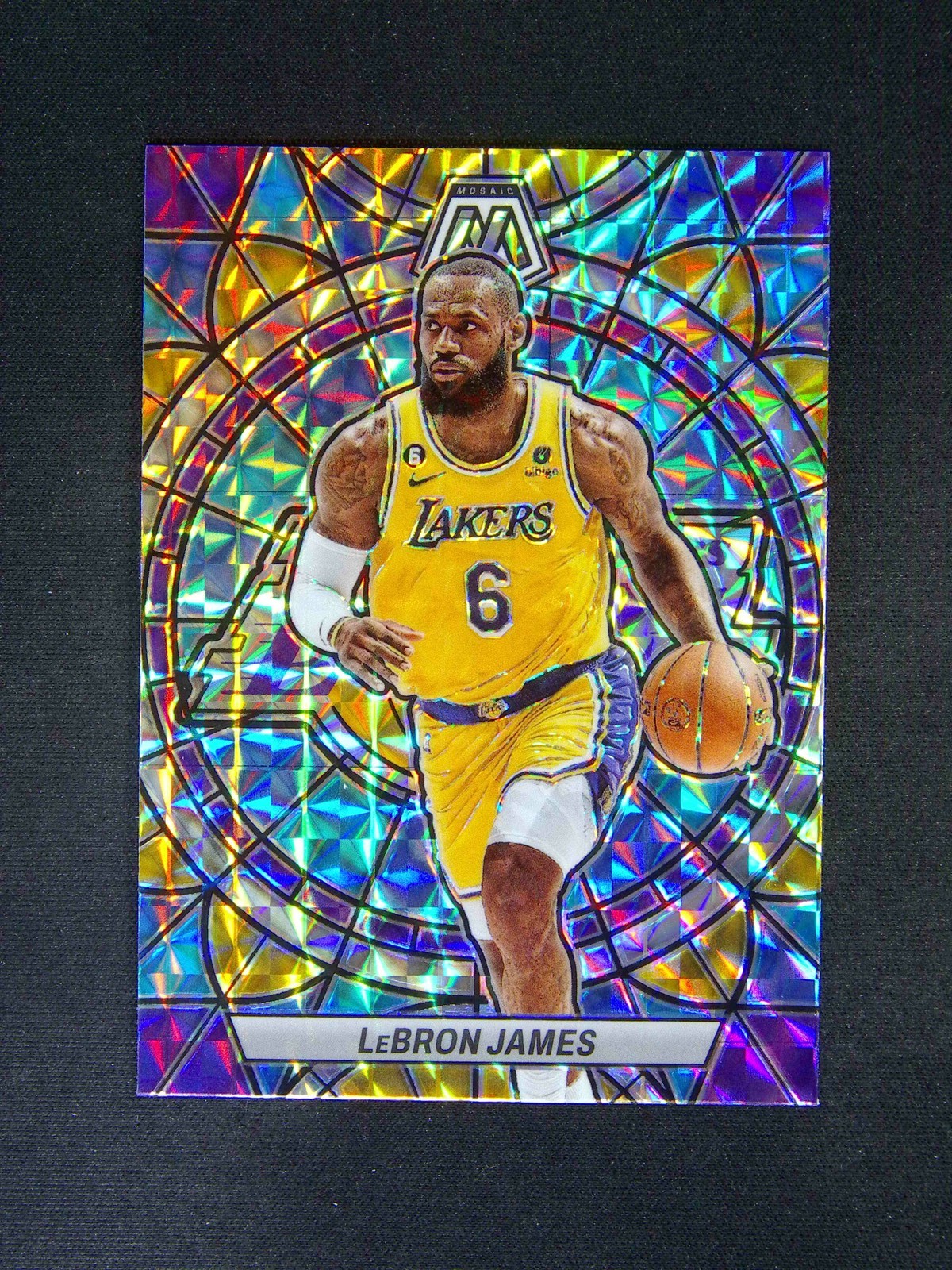 2022-23 Panini Mosaic Lebron James #2 Stained Glass Case Hit SSP