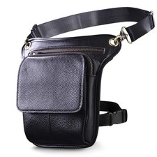 Le'aokuu Mens Genuine Leather Messenger Riding Hip Bum Waist Pack Drop Leg Cr...
