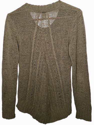 Prana Open Weave Sweater Sz M Olive Green Long Sleeve Cotton Knit Breathable - Picture 2 of 4