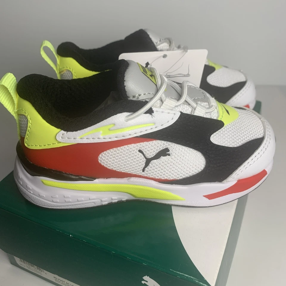 Tênis Puma RsFast Ac Limits com cadarço infantil masculino branco tamanho EUA 7C 387743-02 - Imagem 4 de 4