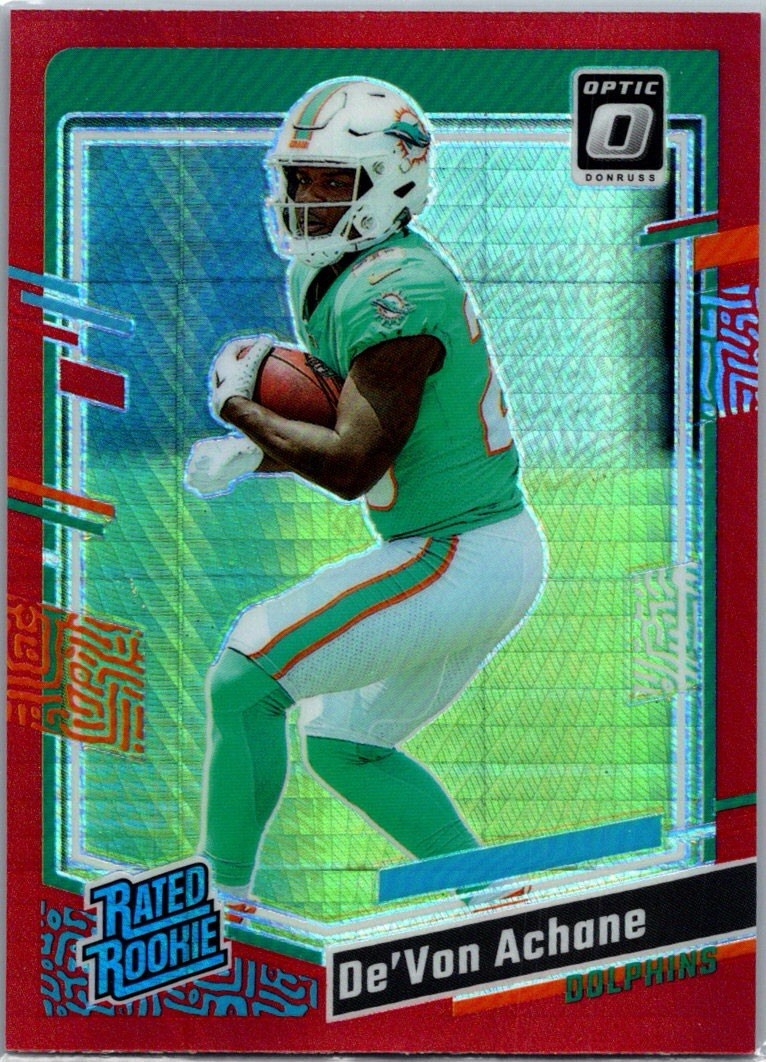 2023 Panini Donruss Optic - Rated Rookie De'Von Achane #269 Red Hyper Prizm (RC)