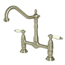 Kingston Brass KS117.PL Heritage 1.8 GPM Widespread Bridge - Nickel
