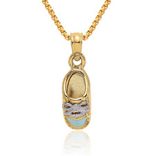 10K Solid Yellow Gold Blue Shoe Necklace
