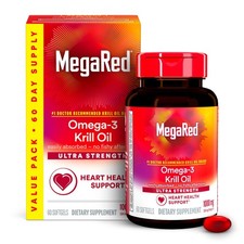 MegaRed Ultra Strength 1000mg Omega-3 Krill Oil, EPA/DHA, Astaxanthin, 60 Ct