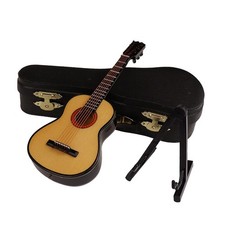 C-Wooden Miniature Guitar with Stand and Case Musical Instrument Miniature7492