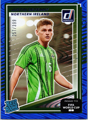 Justin Devenny 2025-26 Donruss Road to FIFA World Cup Blue Swirl #/399 Rookie