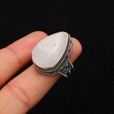 Rainbow Moonstone Gemstone 925 Sterling Silver Handmade Jewelry Ring Size 8