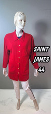 Saint James Taille 44 Superbe gilet rouge foncé femme cardigan laine mélangée