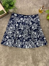 FatFace Mini Skirt Blue White Size 12 Cotton Blend Floral Countryside Casual Mum