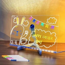 Acrylic Dry Erase Board with Light,Light up Dry Erase Board with Stand as a G...