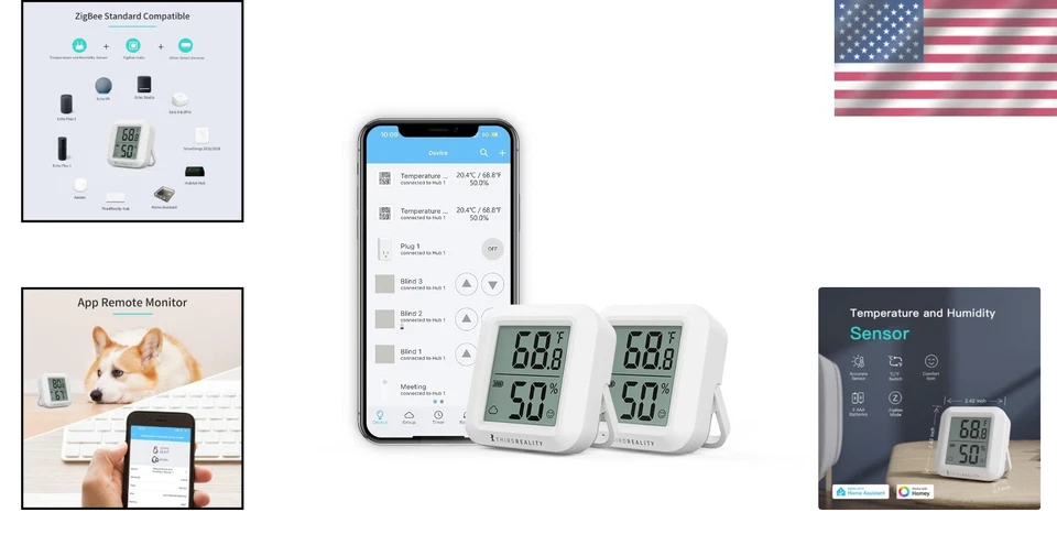 Zigbee Temperature & Humidity Sensor 2-Pack with LCD Display - Smart Home Ready - Image 2 of 4