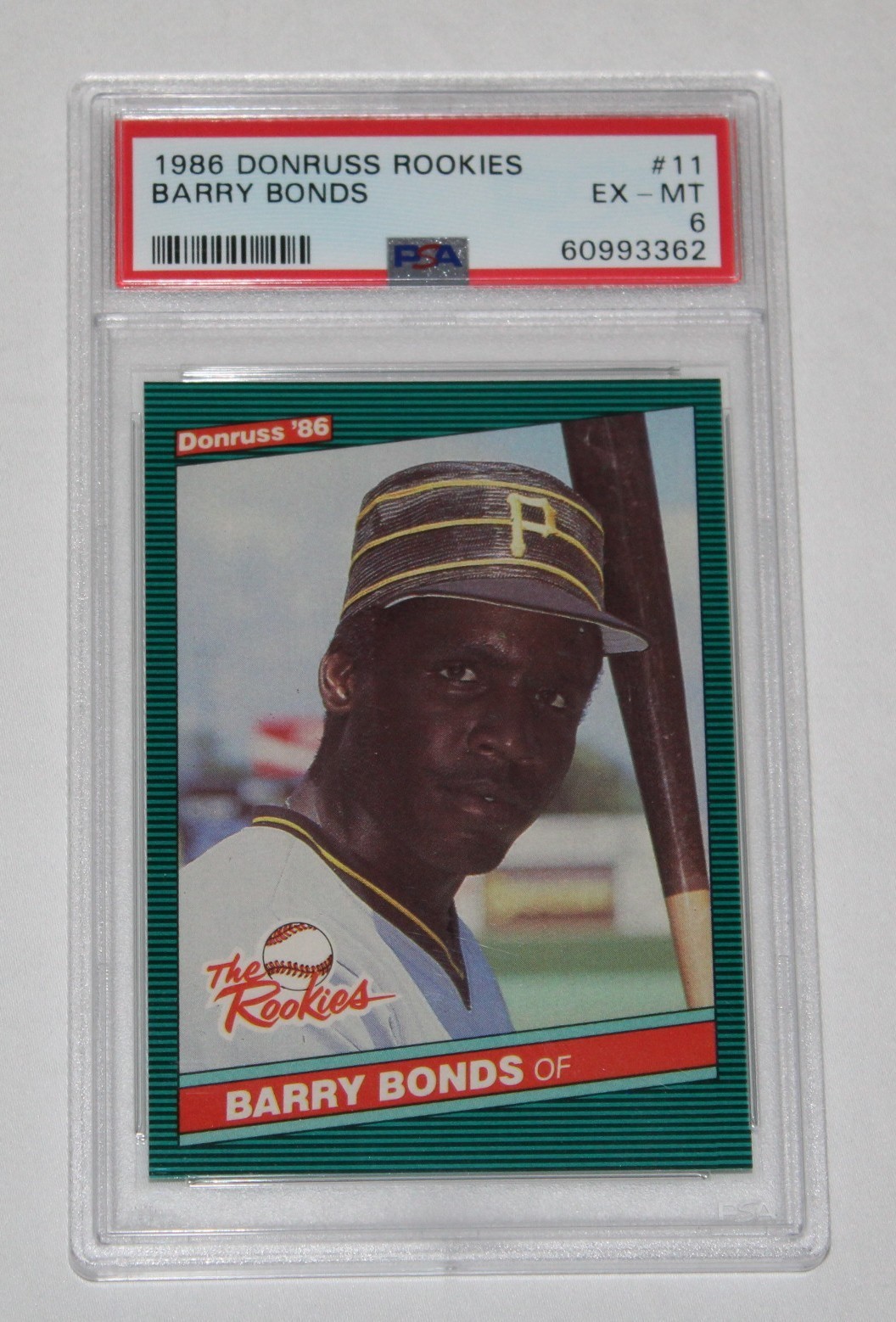 1986 Donruss Rookies Baseball Card #11 BARRY BONDS Pirates ROOKIE RC PSA 6 EX-MT view 1
