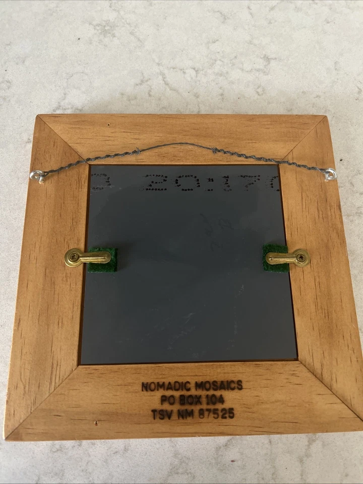 Craftsman Nomadic Mosiacs, NM Mirror Blue/green, maroon, yellow tiles 8” X 8” - Image 2 of 2