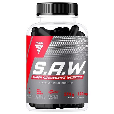 SAW - 120 Capsules - Pre-Workout Energy Concentration Muscle Endurance Strength