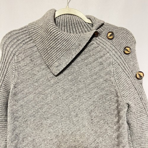 Metric Knits Gray Sweater Pullover Folded Collar Size Medium - Picture 2 of 8