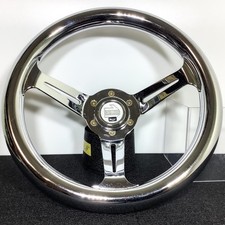 Cools Deep Dish Steering Wheel 315mm Chrome Jdm Custom Vintage Momo Horn Button