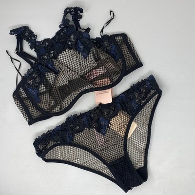 Agent Provocateur Eliza Black Blue 3/2 Set NWT