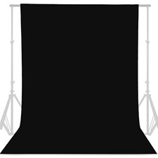 8ft x 10ft Black Polyester Photography Photo Booth Backdrop 3.2" Rod Pocket