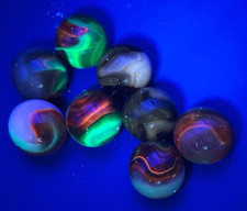 Vintage UV Uranium Marbles Swirl JABO Akro Fluorescent Longwave 365 nm LW READ