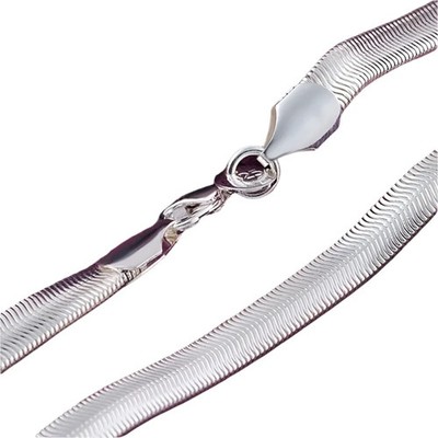 925 Sterling Silber 6 mm flache Schlangenkette Halskette für Damen Herren