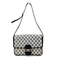 Vintage GUCCI Semi Shoulder Bag GG Navy Authentic