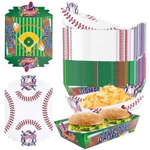Kraft Paper Disposable Food Trays 50pcs Two Designs Snack Boats for Parties BBQs