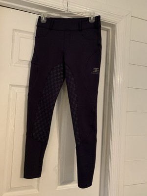 Equestly Lux Grip TEQ Riding Pants Navy Blue Medium Breeches Knee Patch Silicone