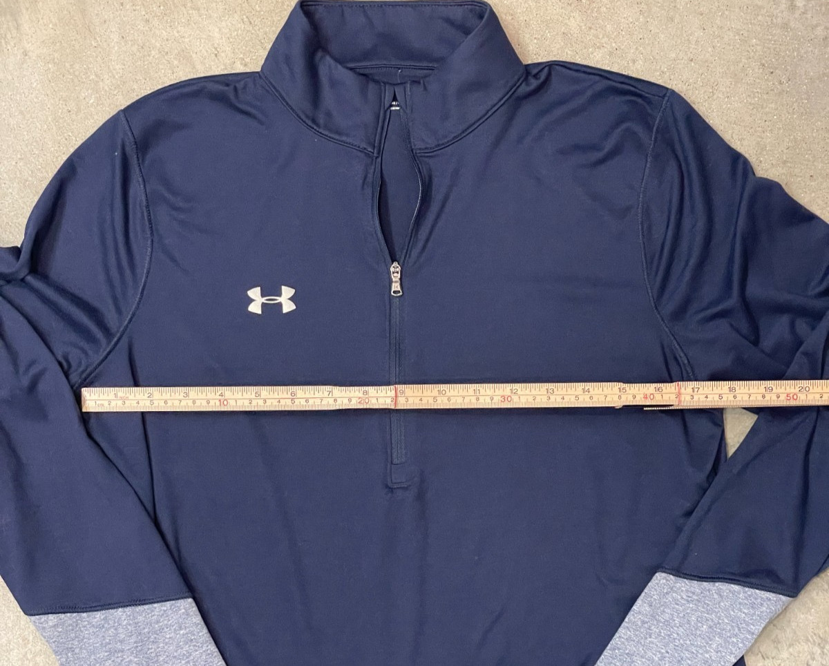 Under Armour Navy Blue Grey HeatGear Athletic Jacket Mens Large 1/4 Zip Summer thumbnail 7