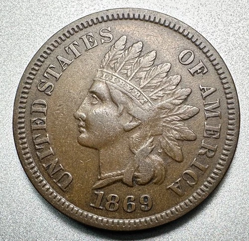 1869  INDIAN CENT   VF/XF     KEY DATE  #1775