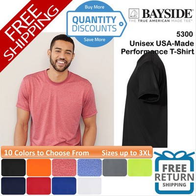   Bayside Blank USA-Made Performance T-Shirt Short Sleeve Up To 3XL 5300