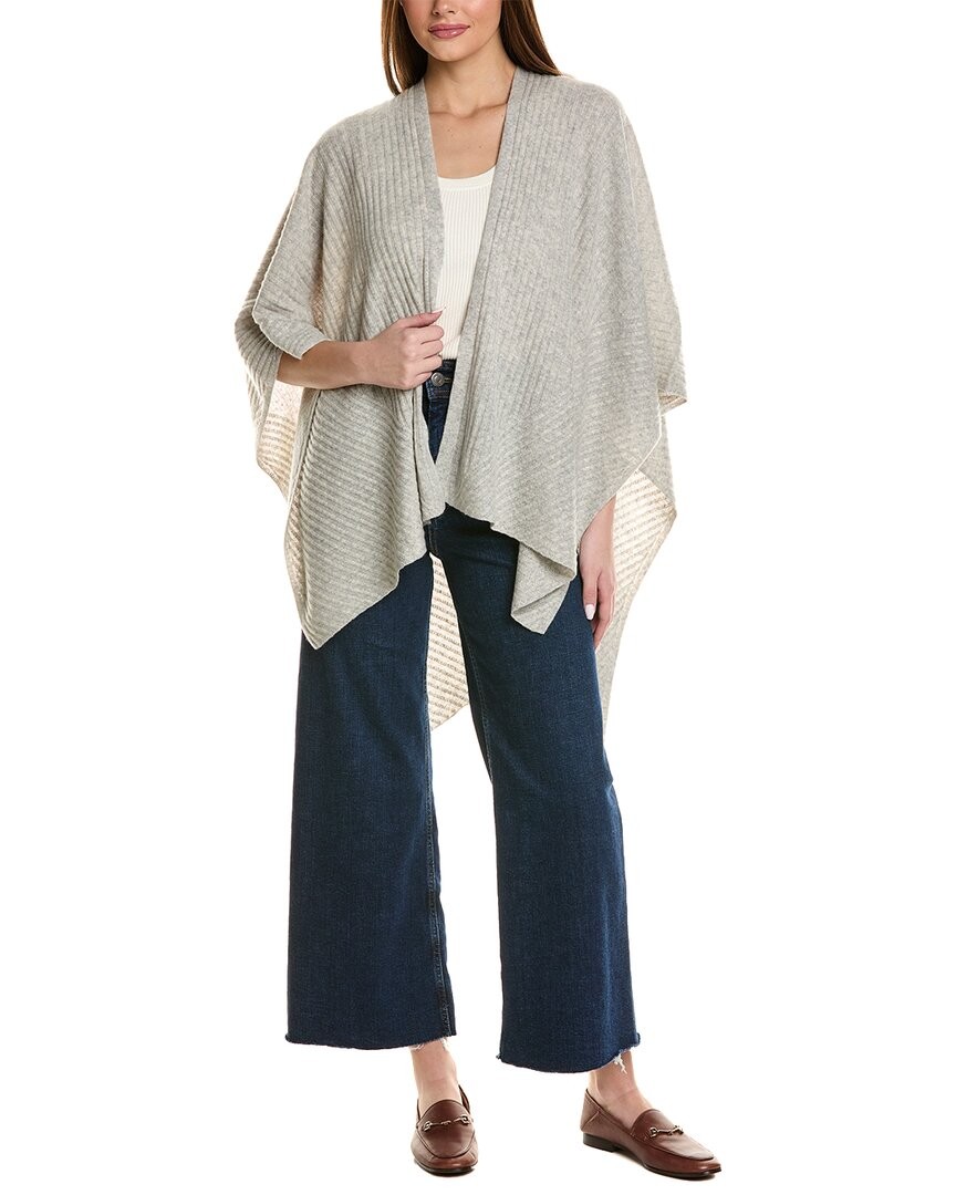 Кашемировая накидка Amicale Cashmere для путешествий в рубчик женская серая 15890₽
