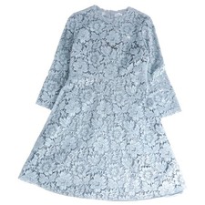 VALENTINO Dress Long Sleeve Total Lace Top Women's 42 Blue Used MOLO-0