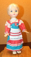 VTG Soviet USSR Doll Colorful Costume 1980s Blonde Blue Eyes Unbranded