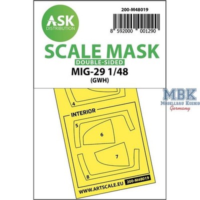 Artscale ASK200-M48019 MiG-29 double-sided painting mask for GWH