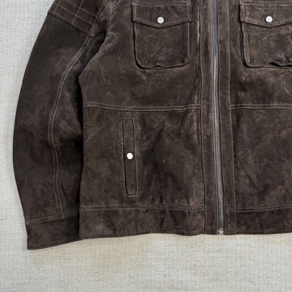 Jaqueta de motociclista Emanuel Ungaro masculina couro camurça marrom GG - Imagem 3 de 4