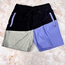 Wonder Nation Swim Trunks Boys Size 8 Med Colorblock Mesh Zip Pockets Black Blue